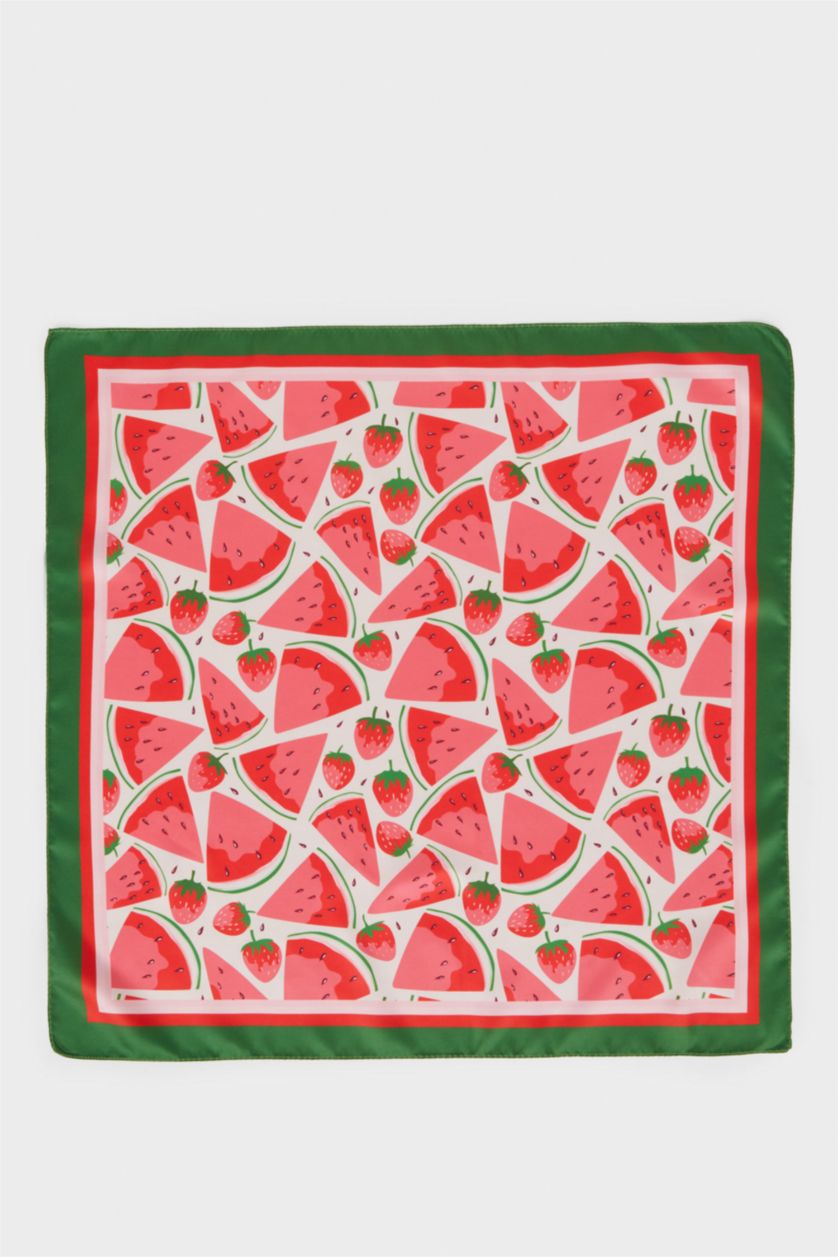 Kız Çocuk - Genç Kız Kırmızı Desenli Saten Fular Kız Çocuk