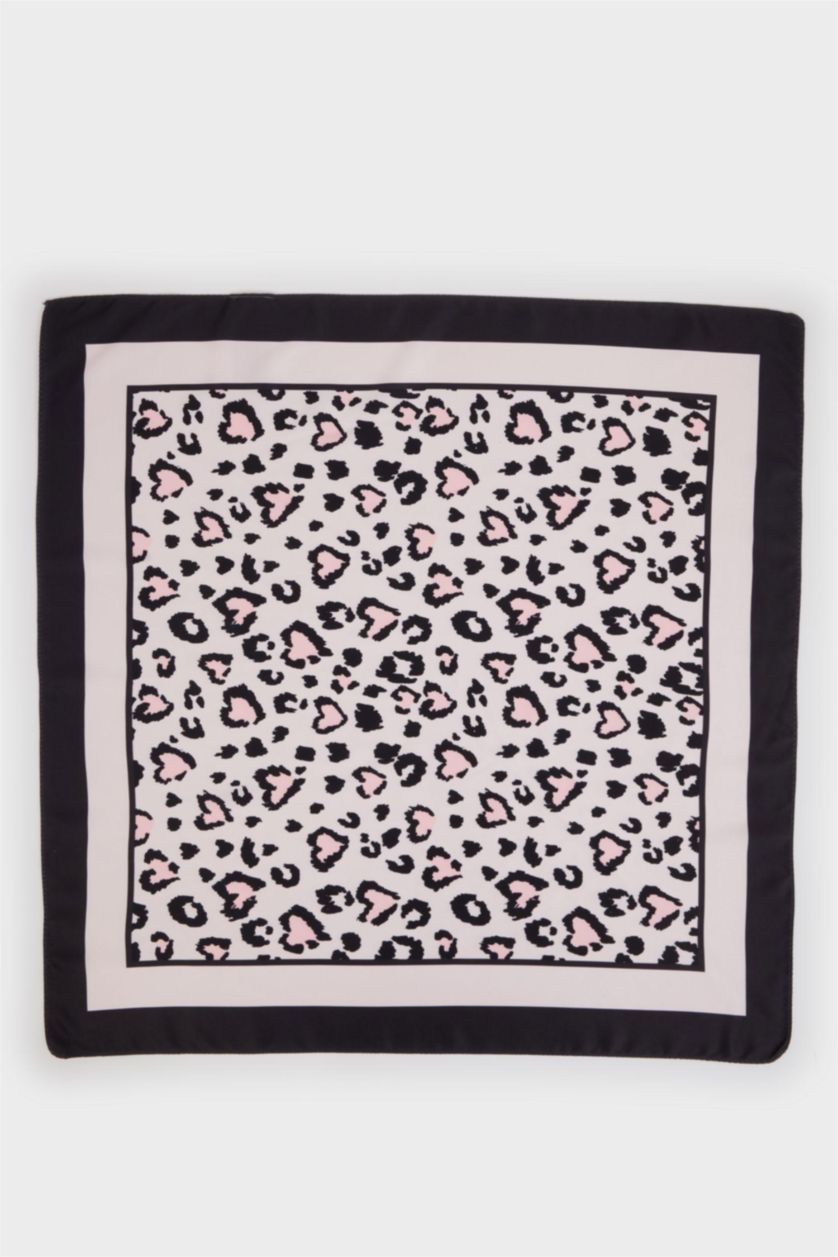 Kız Çocuk - Genç Kız Açık Pembe Desenli Saten Fular Kız Çocuk