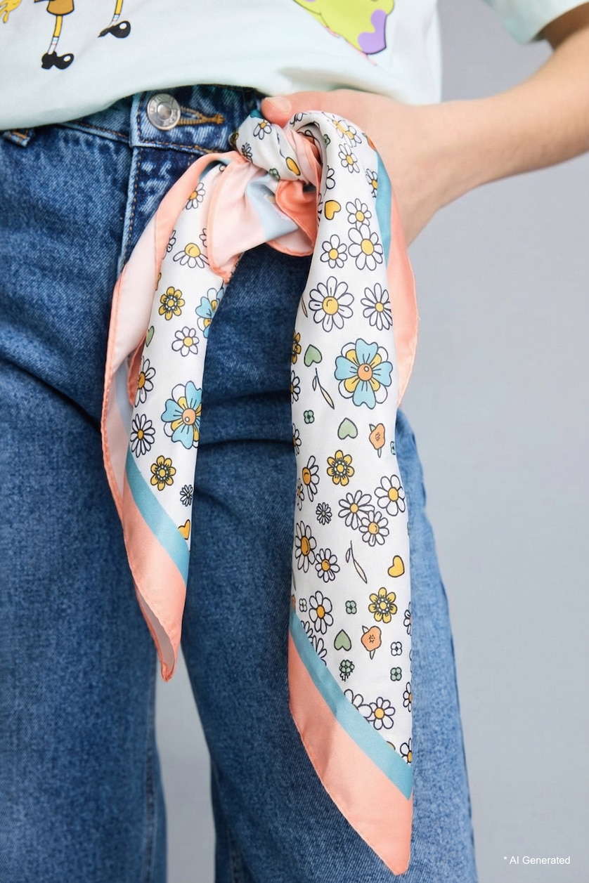Young Girls - Teen Girls Light Salmon Girl Printed Foulard