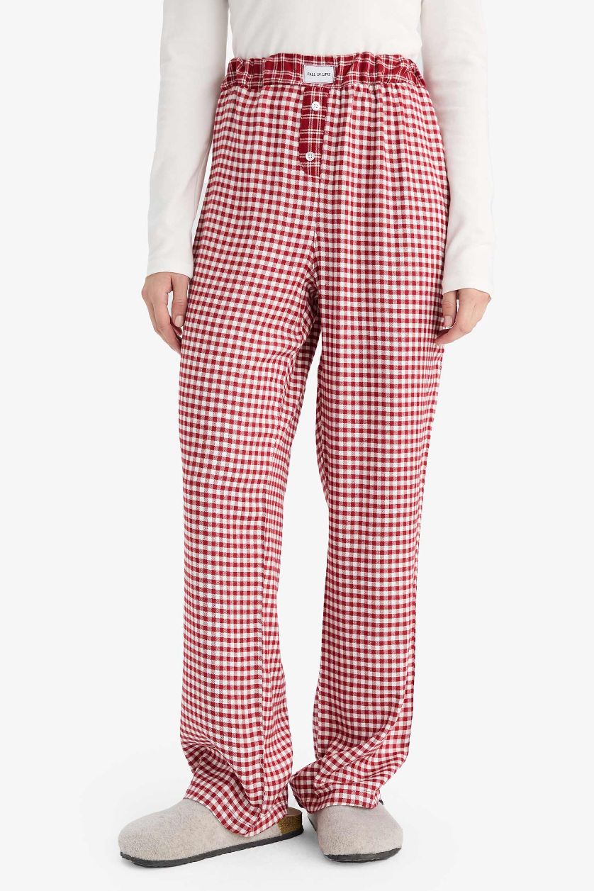 Woman Bordeaux Regular Fit Flanel Bottom