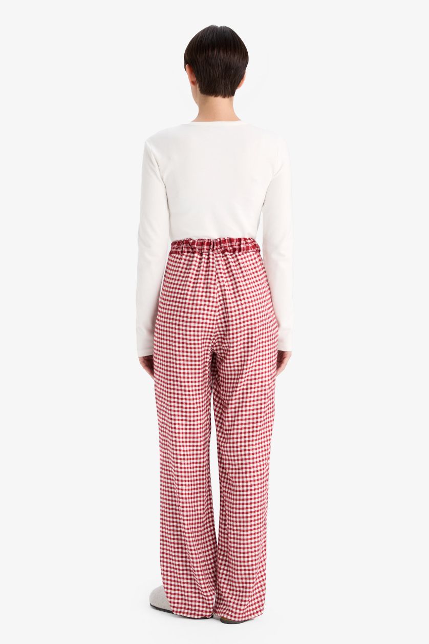 Woman Bordeaux Regular Fit Flanel Bottom