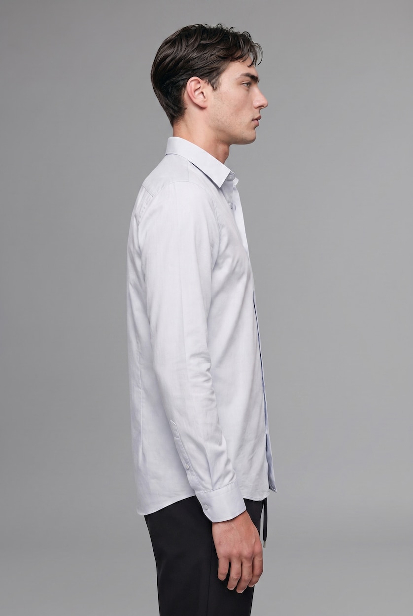 MAN Light Blue Modern Fit Polo Neck Long Sleeve Shirt