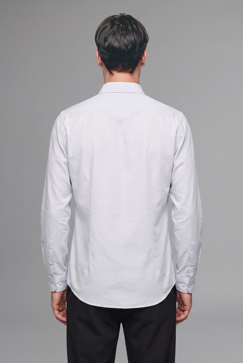 MAN Light Blue Modern Fit Polo Neck Long Sleeve Shirt