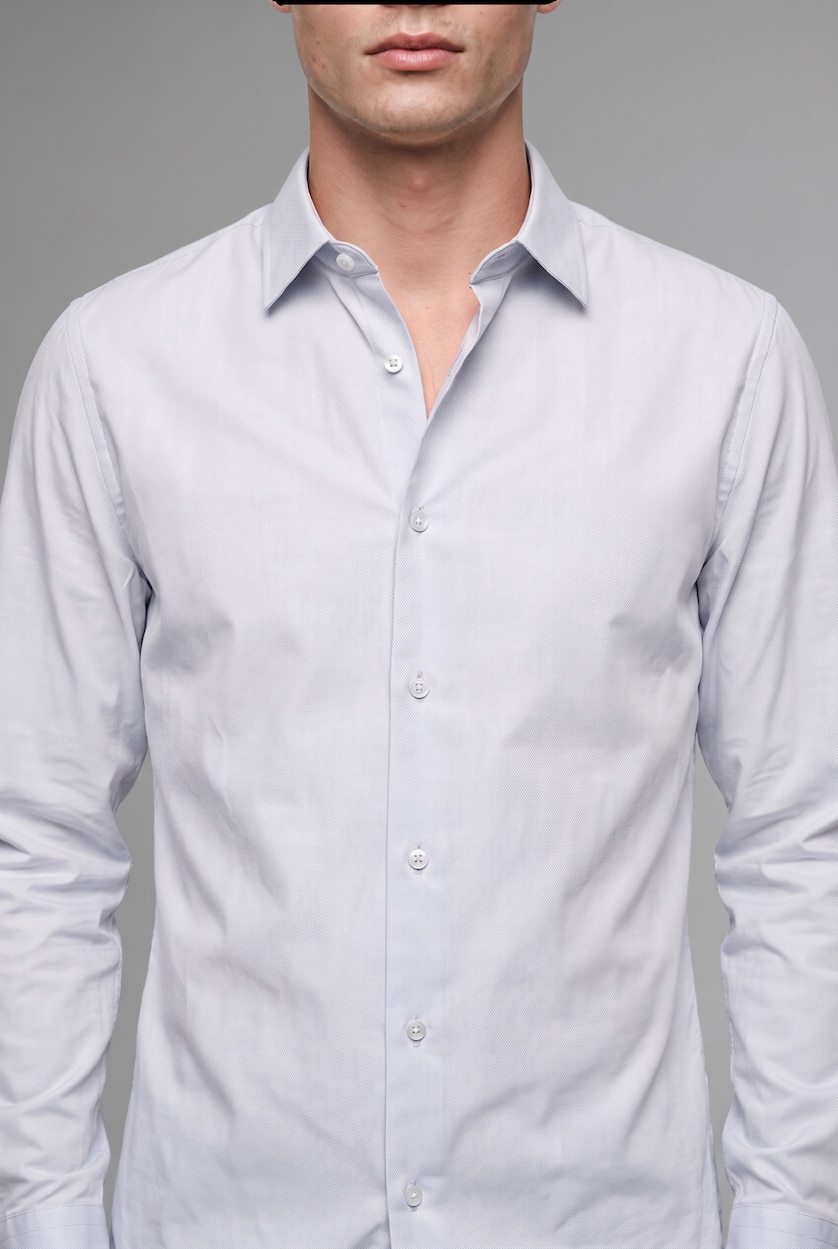 MAN Light Blue Modern Fit Polo Neck Long Sleeve Shirt