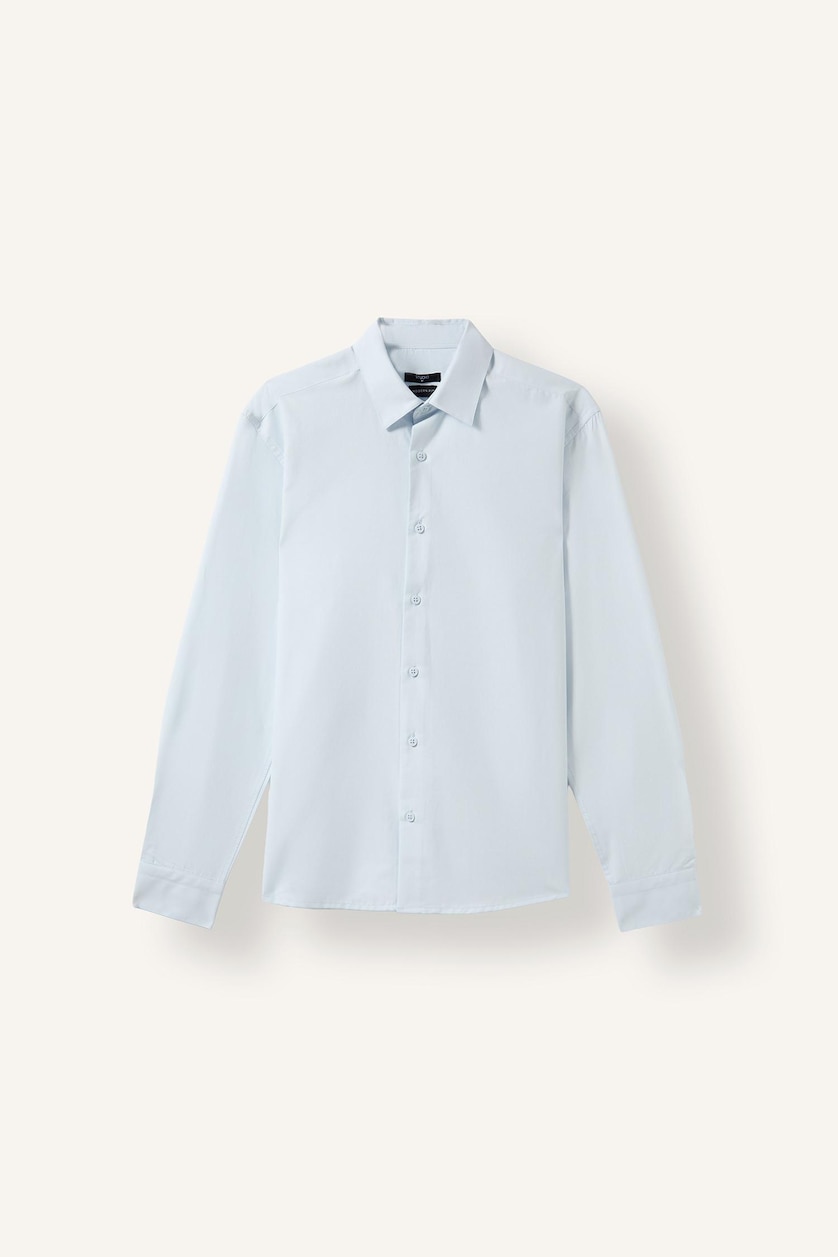 MAN Light Blue Modern Fit Polo Neck Long Sleeve Shirt