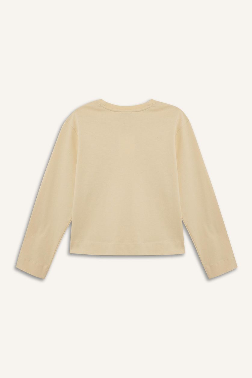 Woman Light Yellow Regular Fit Crew Neck Long Sleeve Tunic