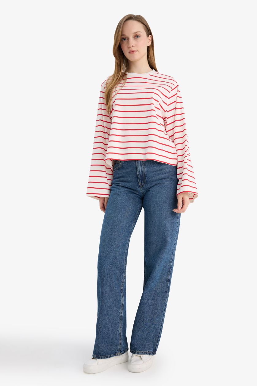 Woman Red Regular Fit Striped Tunic