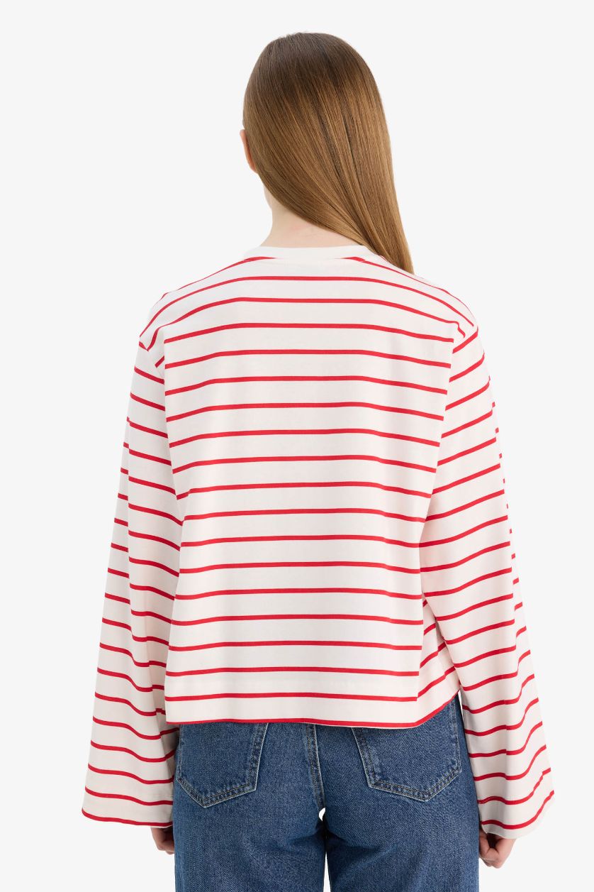 Woman Red Regular Fit Striped Tunic
