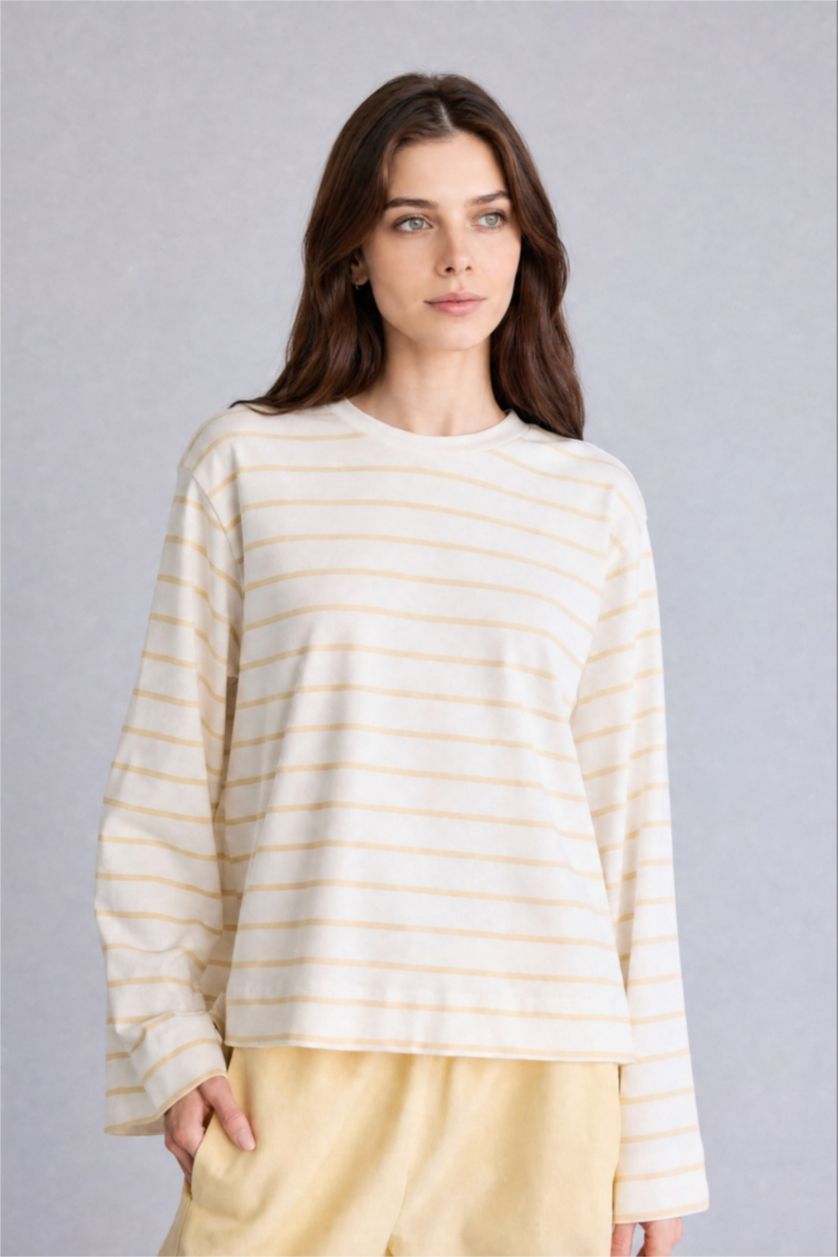 WOMAN Light Yellow Regular Fit Long Sleeve T-Shirt