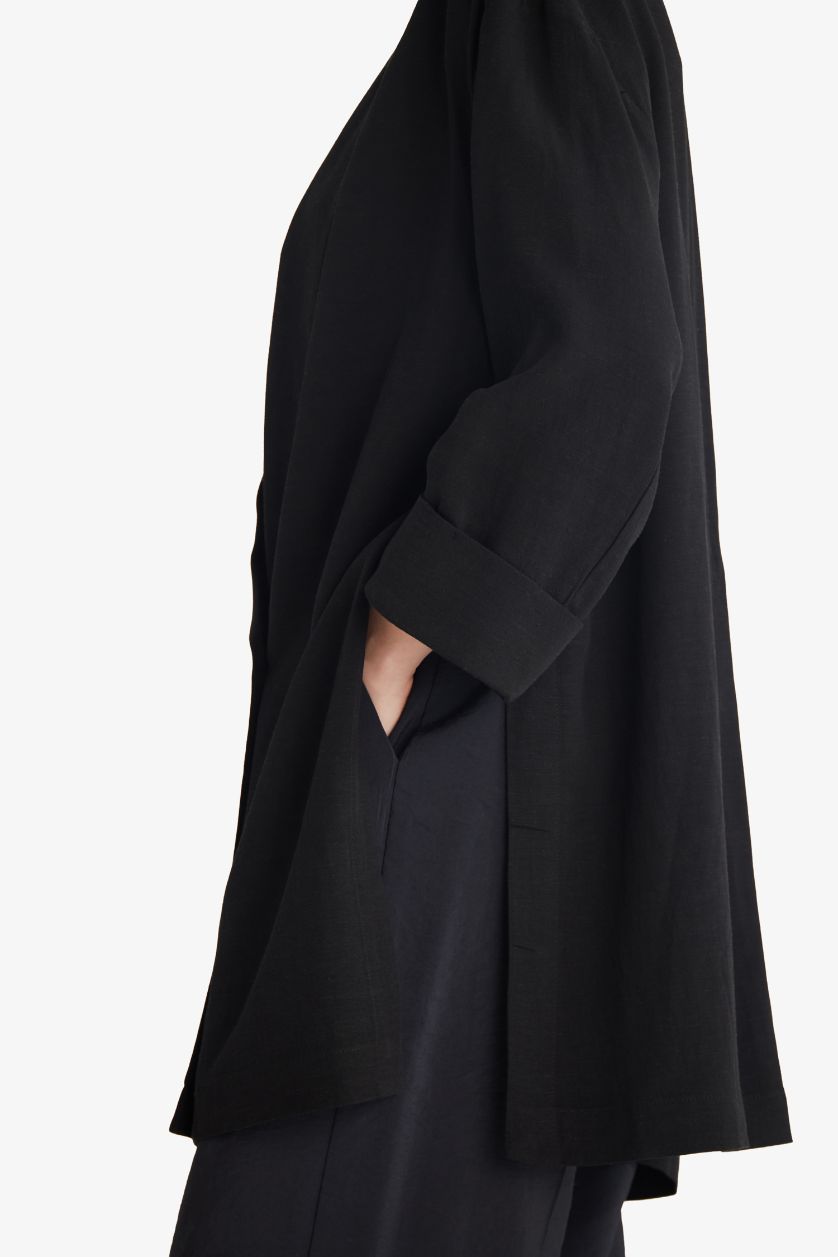 حريمي أسود بليزر قصة عادية قطن بياقة جاكيت