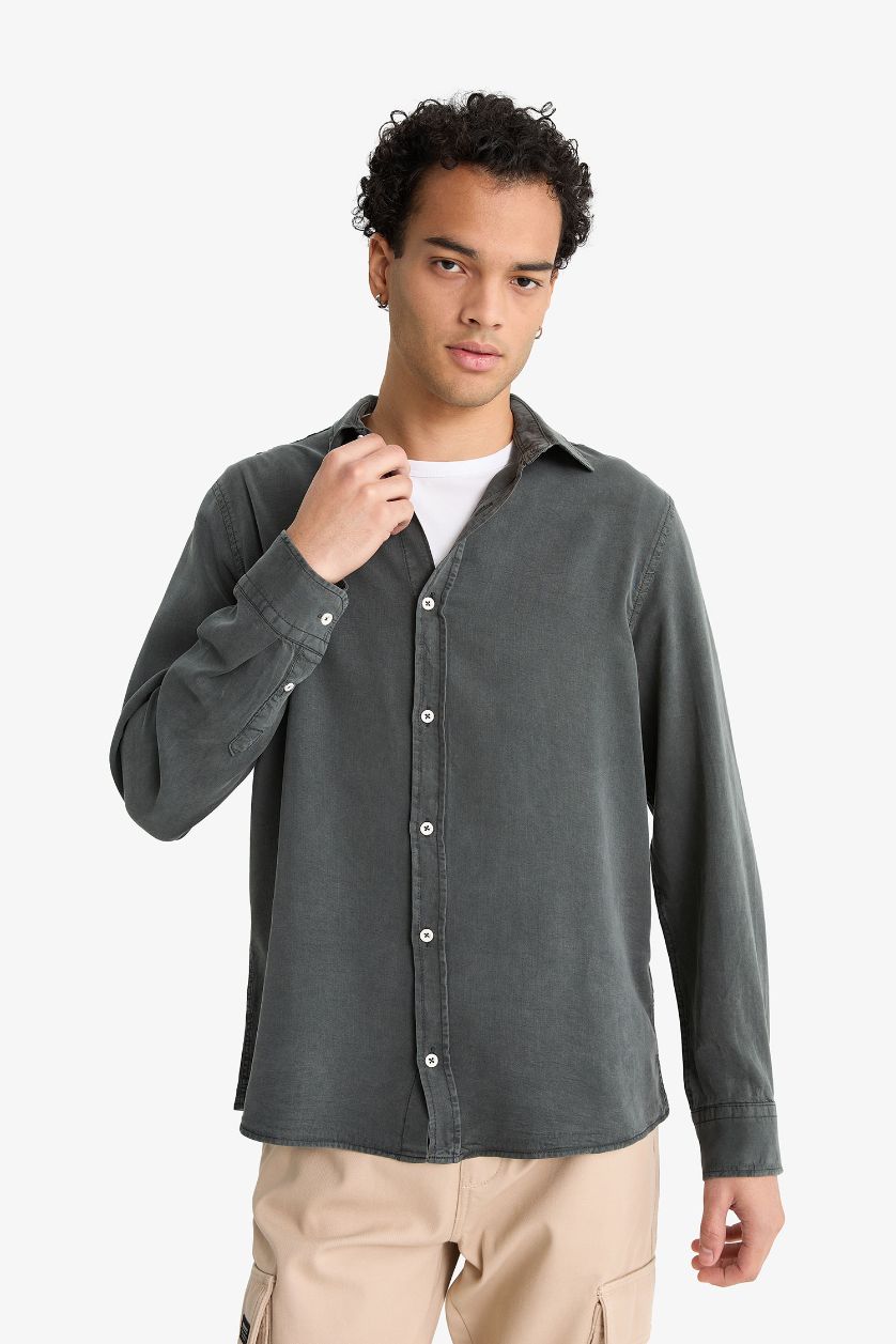 Erkek Antrasit Premium Tencel Gömlek