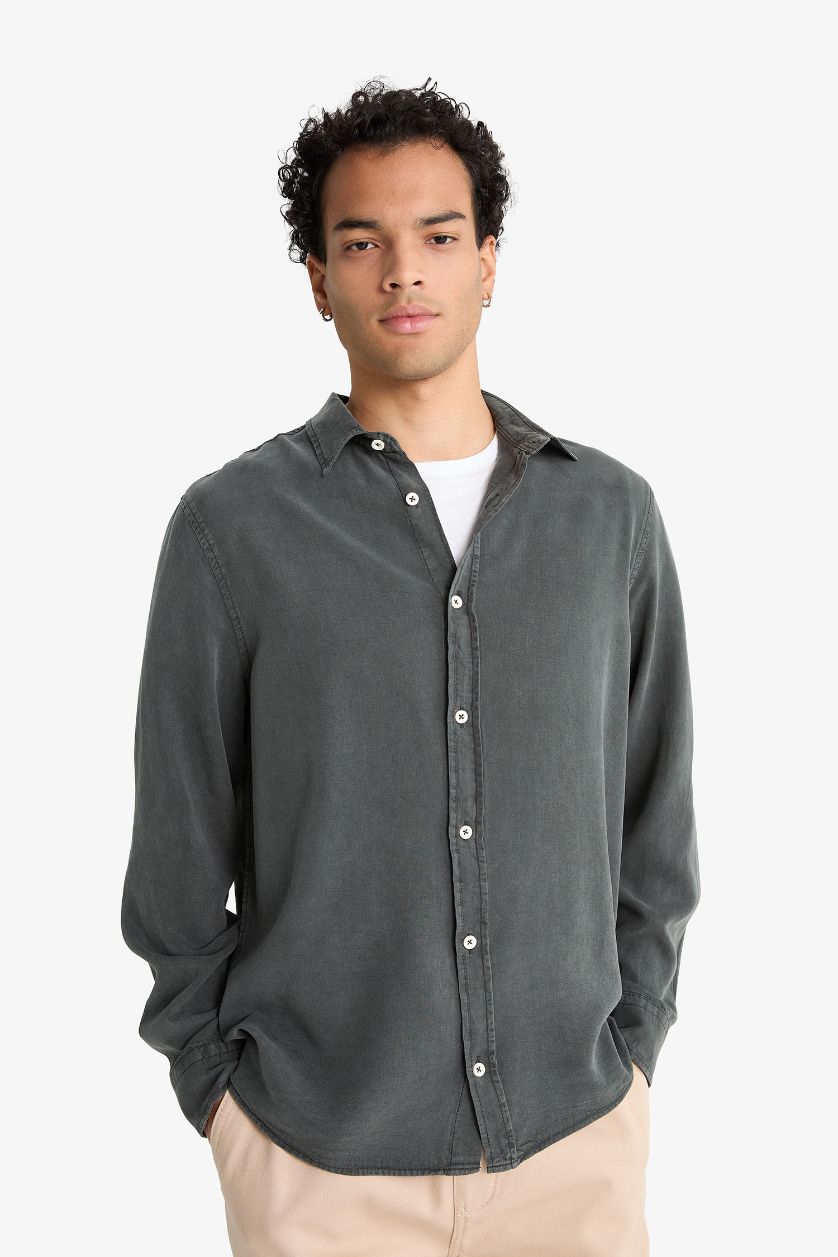 Erkek Antrasit Premium Tencel Gömlek