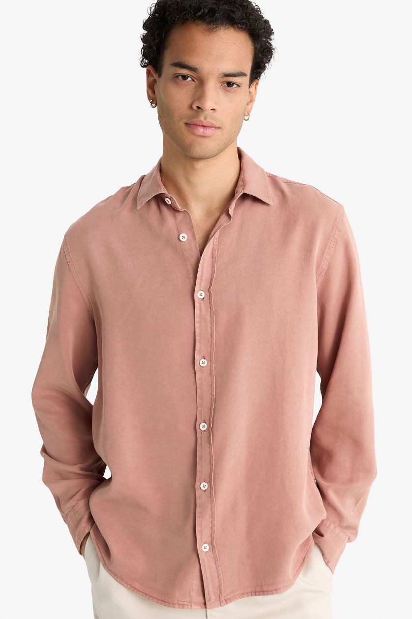 Erkek Gülkurusu Premium Tencel Gömlek