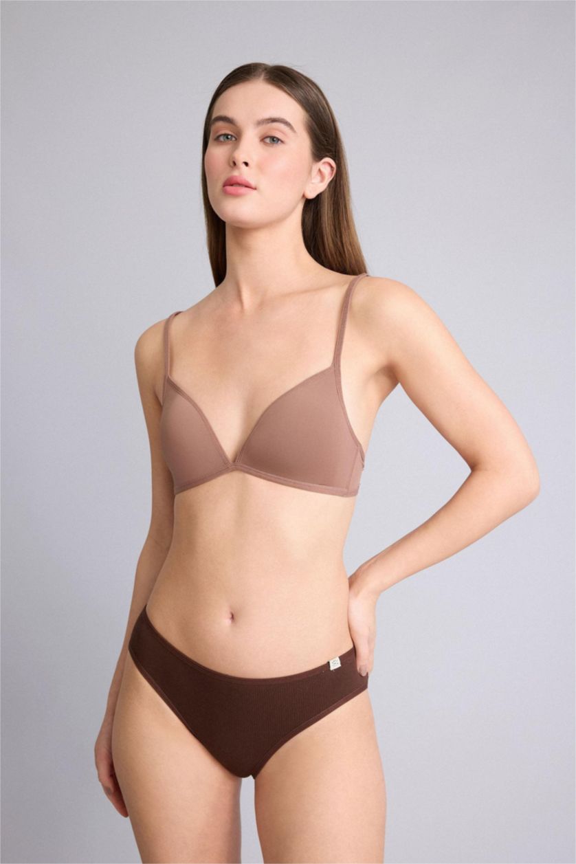 Kadın Açık Kahve Micro Kaplı Dolgusuz Balensiz Tişört Bra
