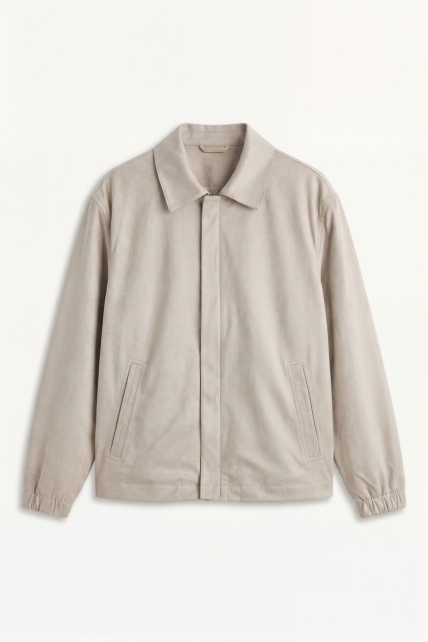 Men Stone Slim Fit Polo Collar Zip-Up Jacket