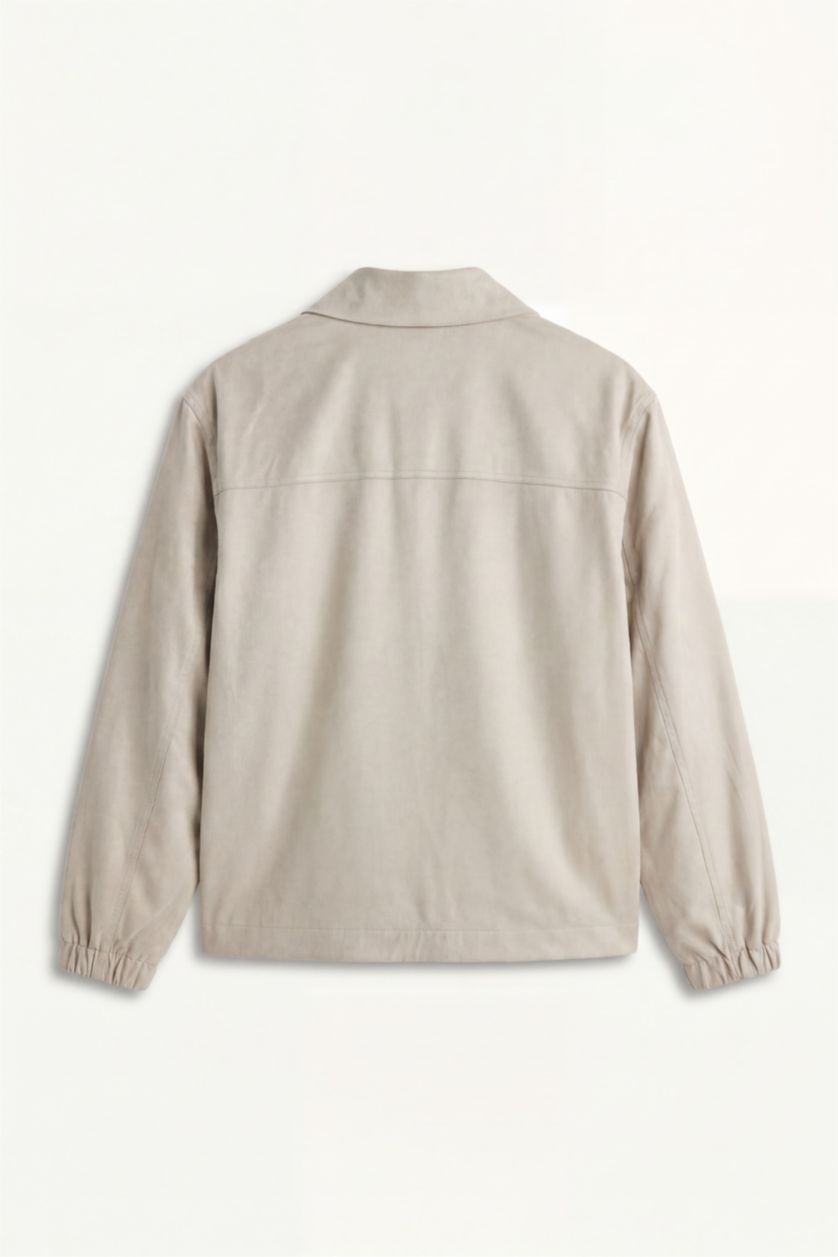 Men Stone Slim Fit Polo Collar Zip-Up Jacket