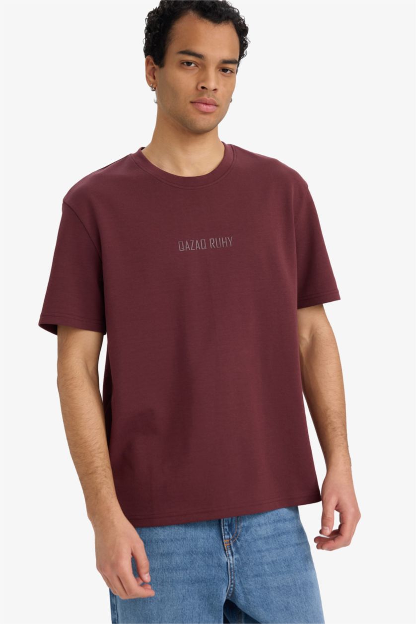 Ерлер Қою Бордо Ауа өткізетін суретті футболка