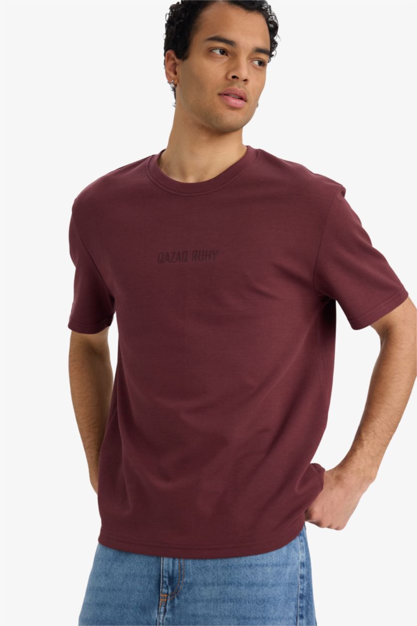 Ерлер Қою Бордо Ауа өткізетін суретті футболка