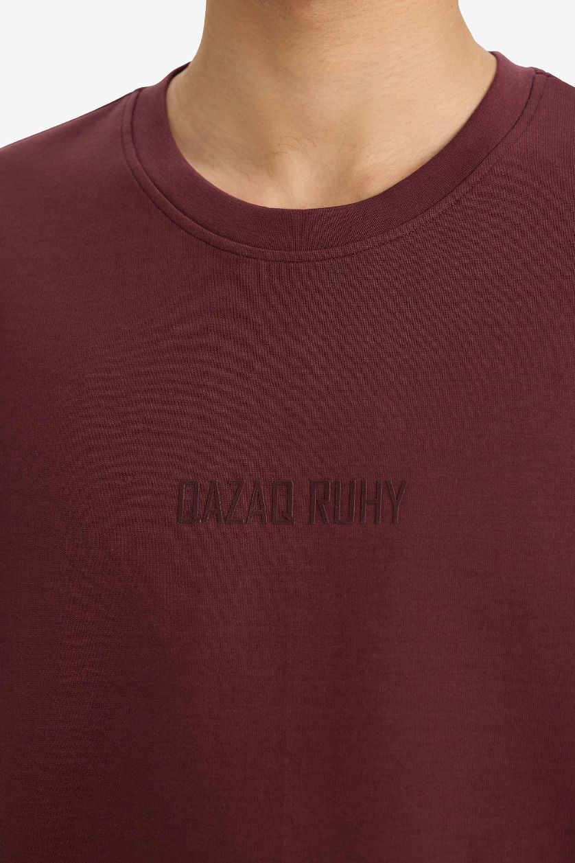 Ерлер Қою Бордо Ауа өткізетін суретті футболка