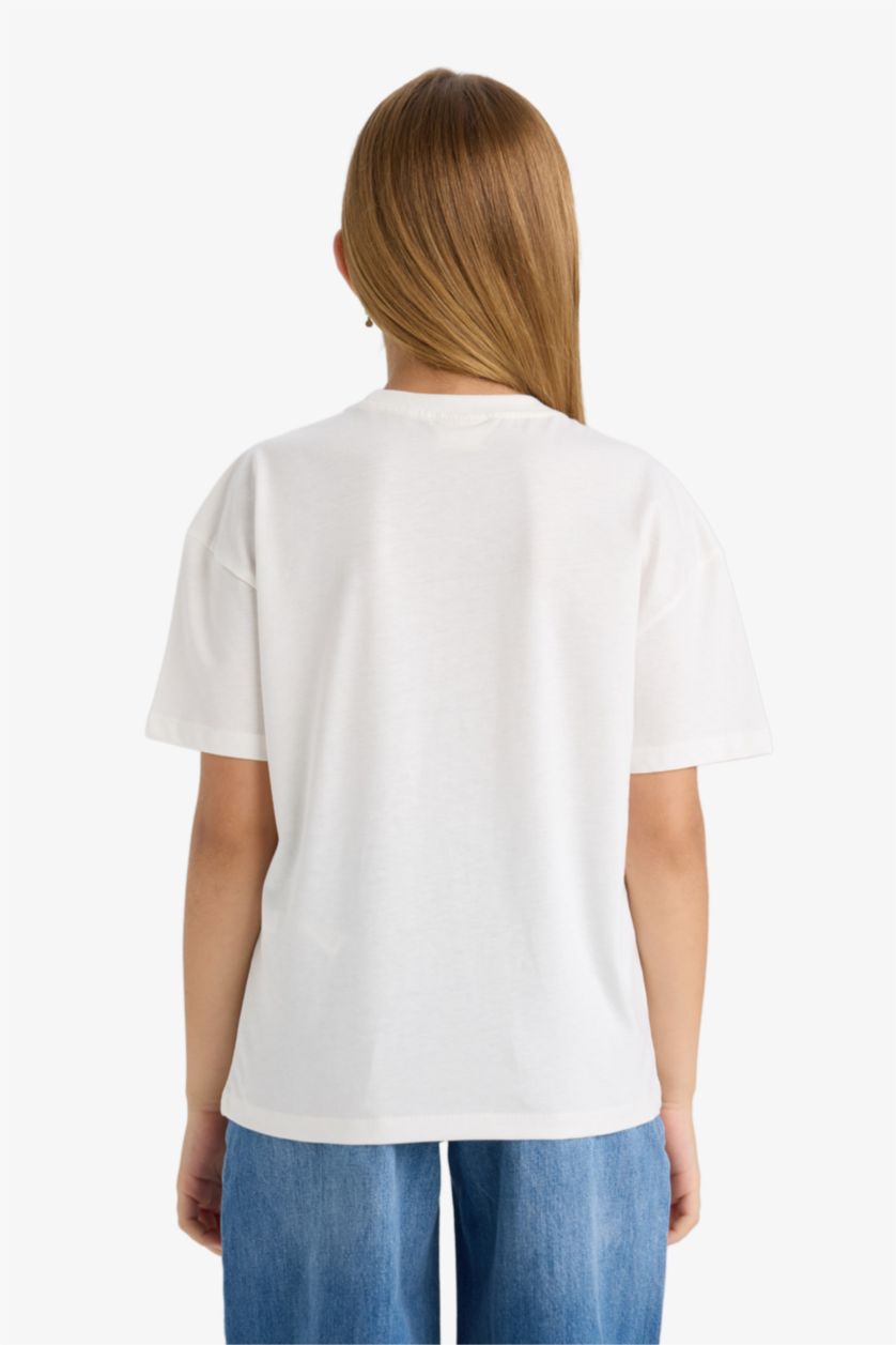 بناتي بيج فاتح تيشيرت بناتي نص كم قصة مريحة برقبة مستديرة