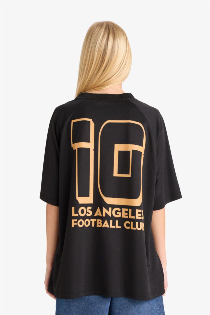 Kadın Siyah MLS Oversize Geniş Kalıp Sırt Baskılı Kısa Kollu Tişört