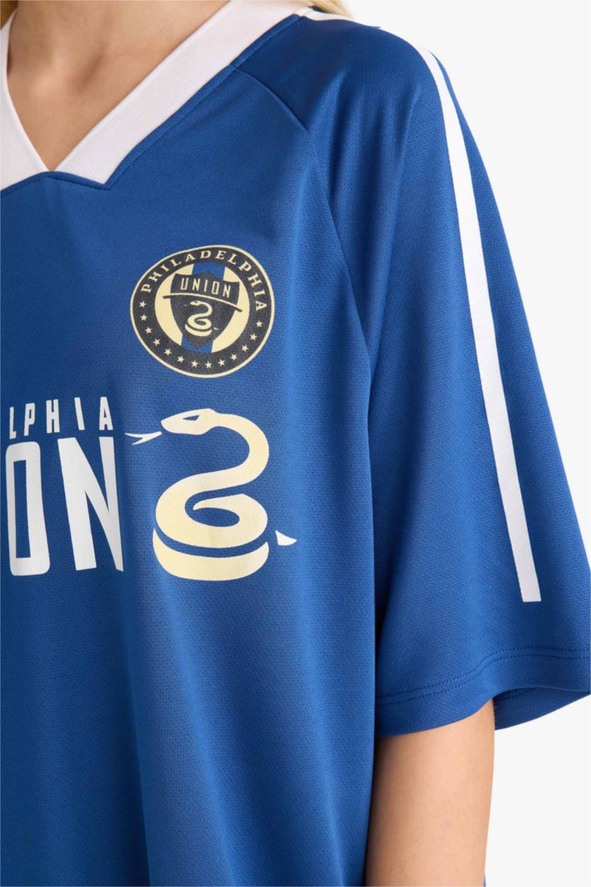 Kadın Lacivert Oversıze Kısa Kollu Tişört