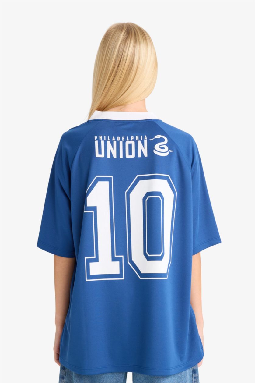 Kadın Lacivert Oversıze Kısa Kollu Tişört