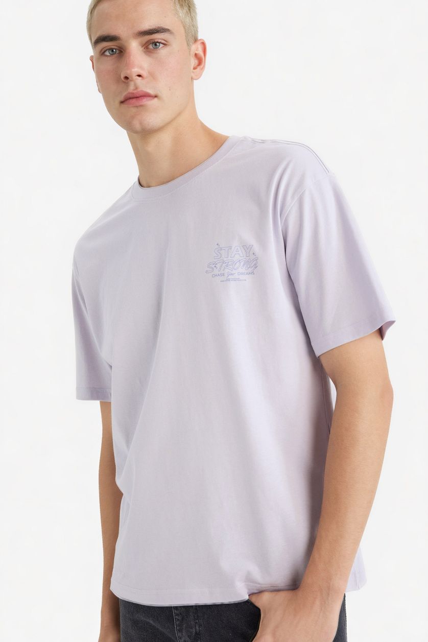 MAN Light Lilac Boxy Fit Crew Neck T-Shirt