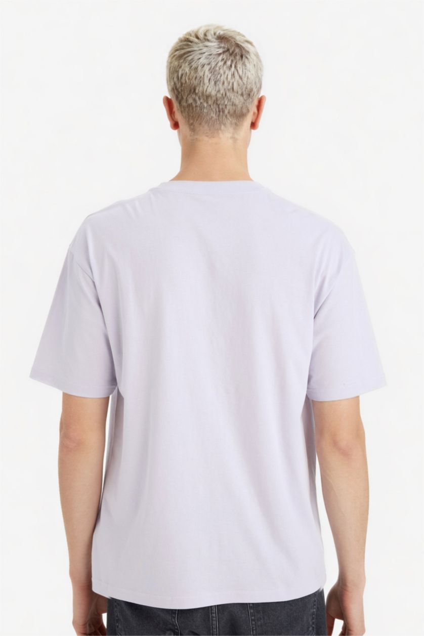 MAN Light Lilac Boxy Fit Crew Neck T-Shirt