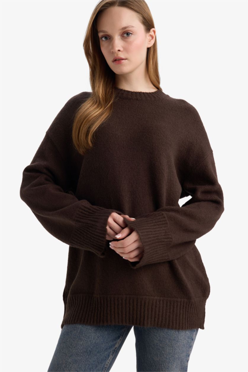 FEMME Marron Tunique en tricot Coupe ample