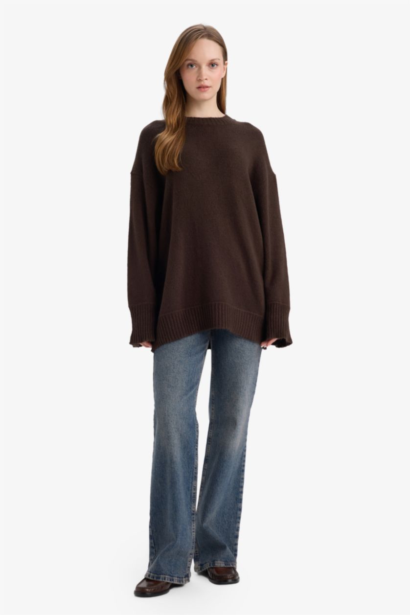 FEMME Marron Tunique en tricot Coupe ample