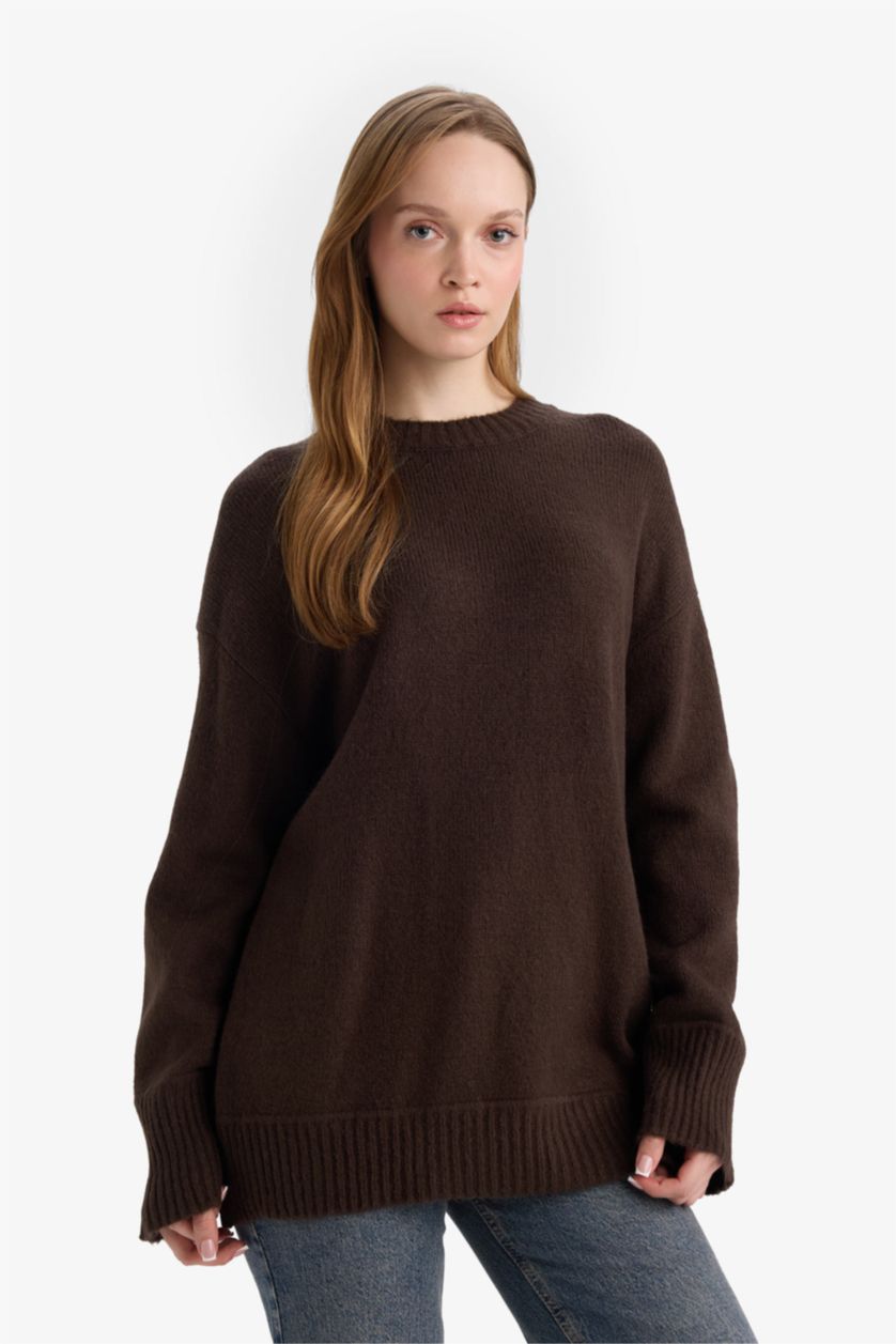 FEMME Marron Tunique en tricot Coupe ample