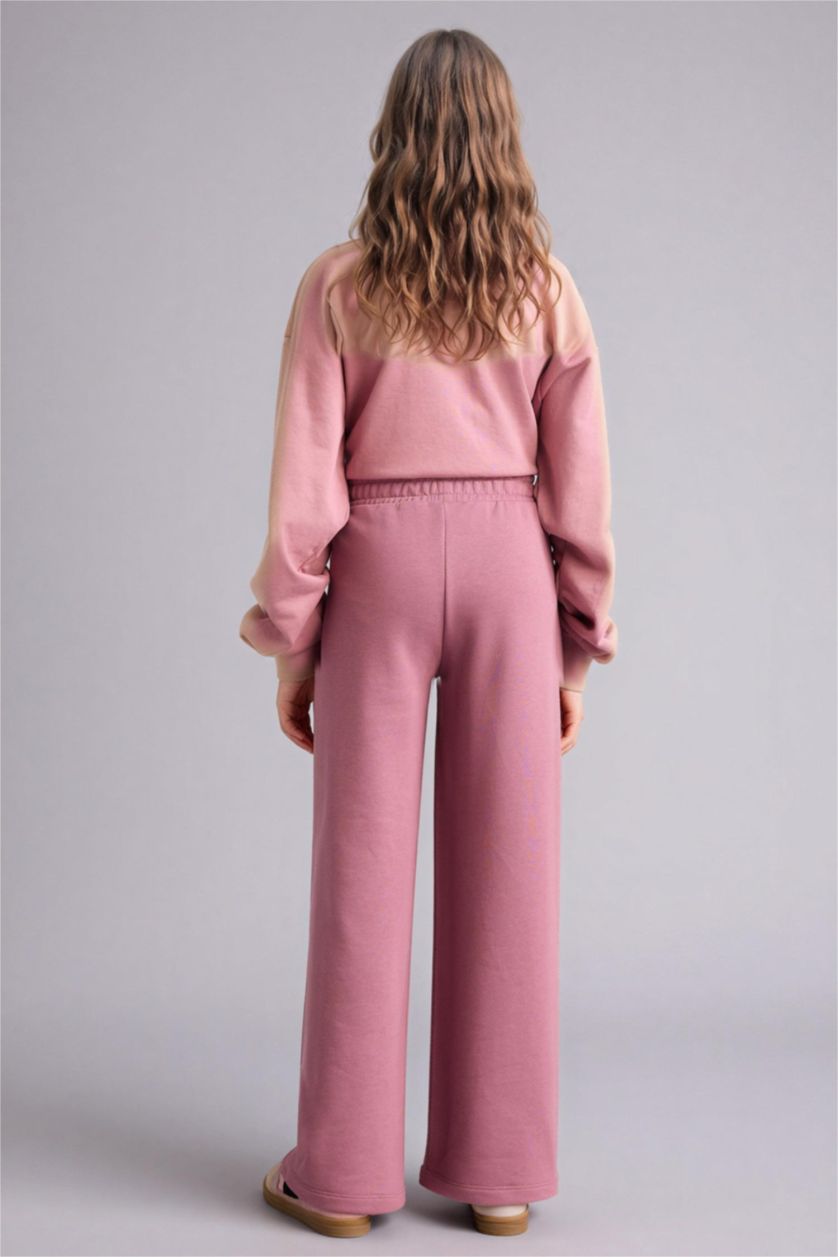 بنات وردي بنطرون بناتي وايد ليج برجل واسع