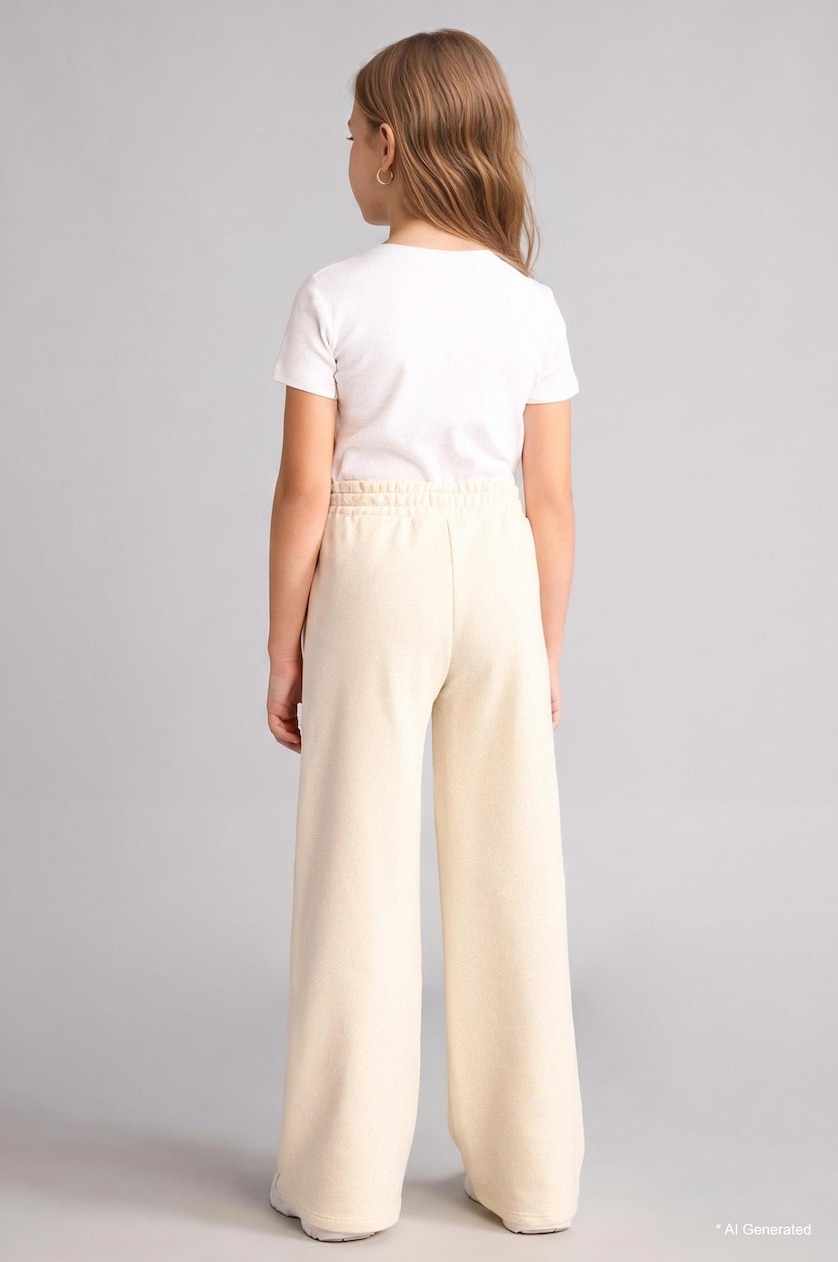 Girls & Teens Ecru Girl Wide Leg Sweatpants