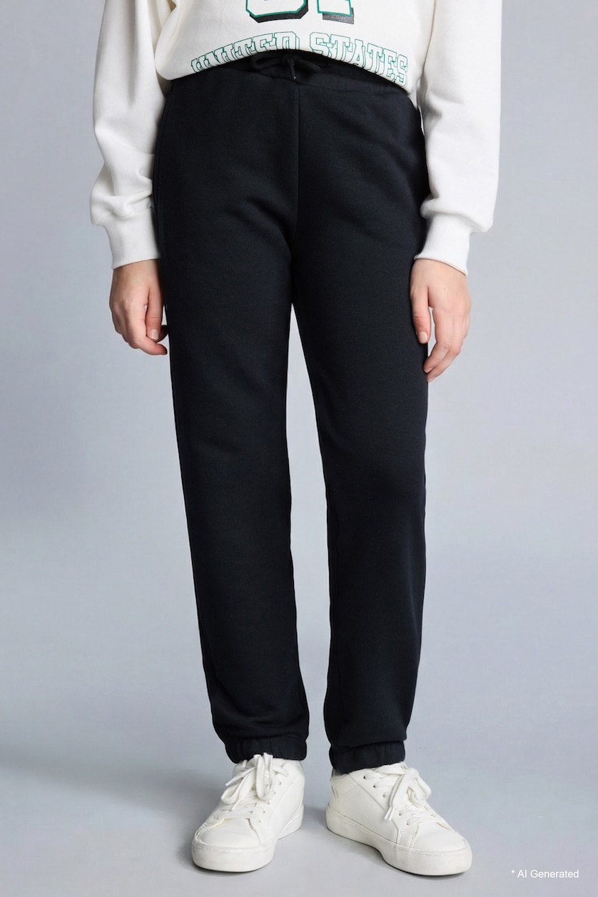 GIRLS & TEENS Black Girl Jogger Fit Trousers