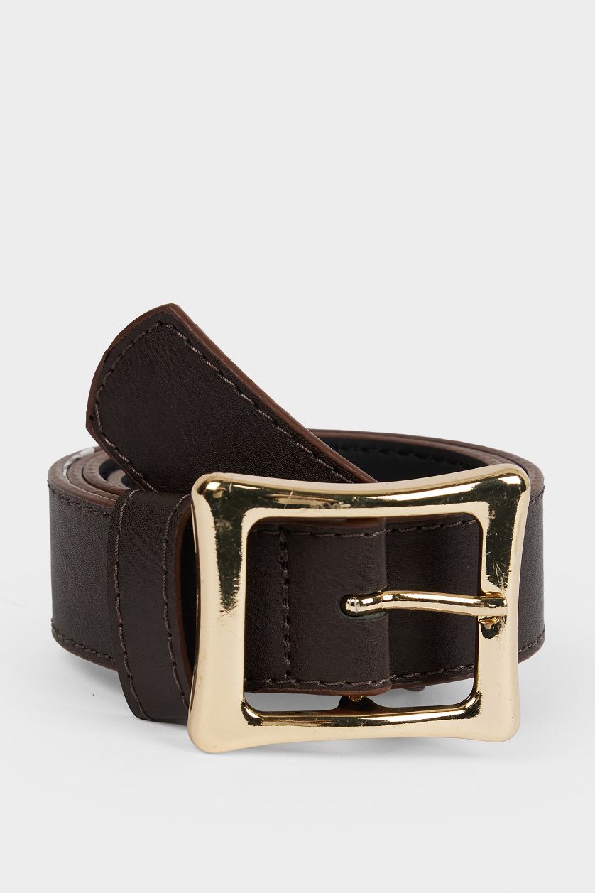 Kadın Koyu Kahve Kadın Suni Deri Jean Kemeri