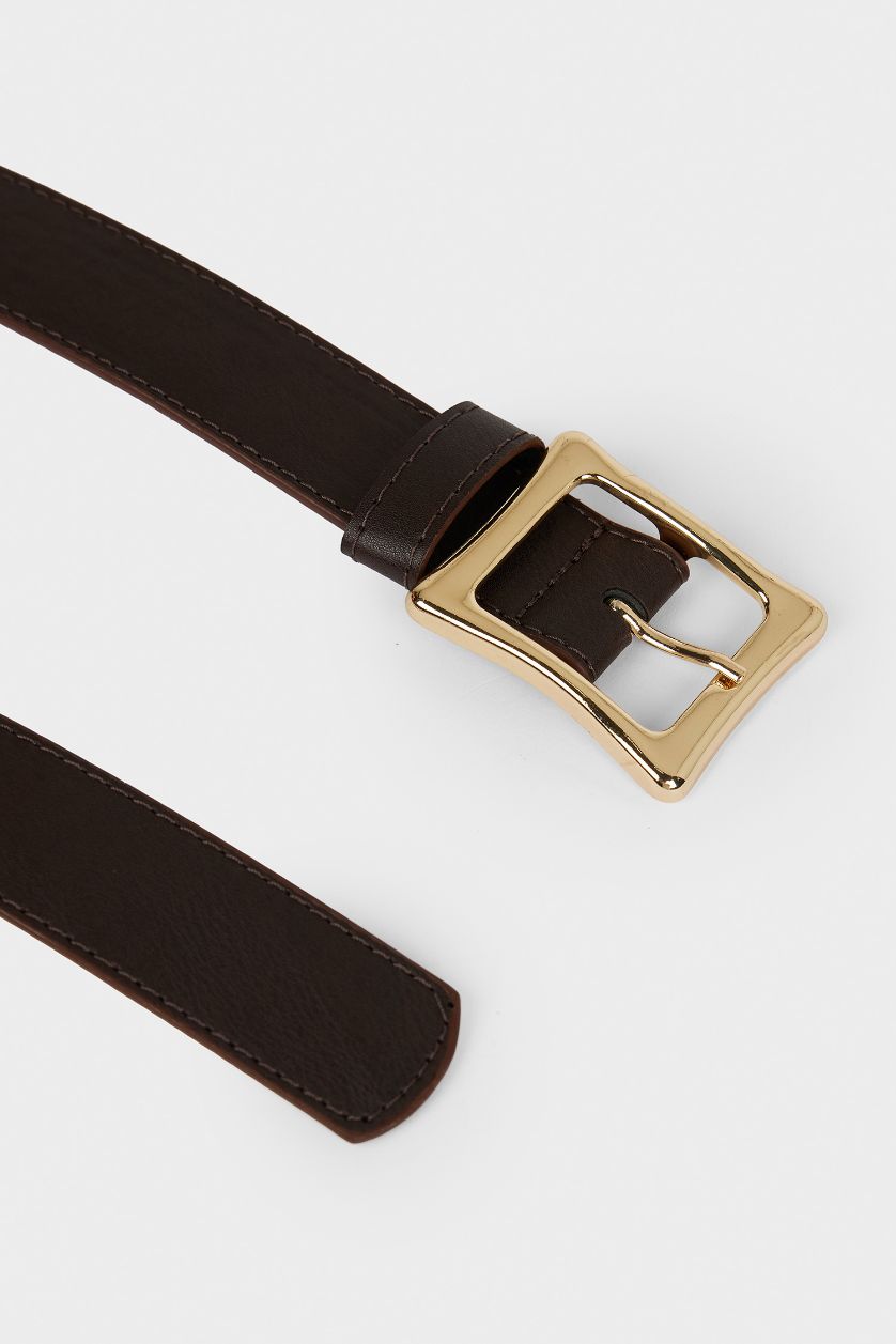 Kadın Koyu Kahve Kadın Suni Deri Jean Kemeri