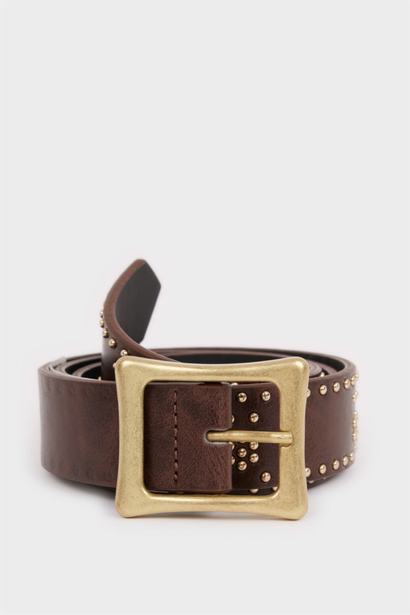 Kadın Kahve Kadın Büyük Toka Suni Deri Günlük Kemer