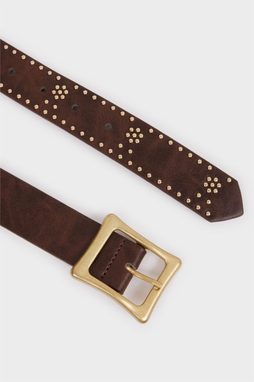 Kadın Kahve Kadın Büyük Toka Suni Deri Günlük Kemer