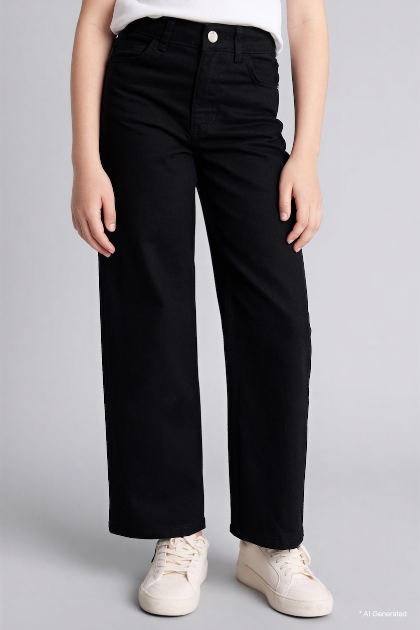 GIRLS & TEENS Black Girl 90's Wide Leg Gabardine Trousers