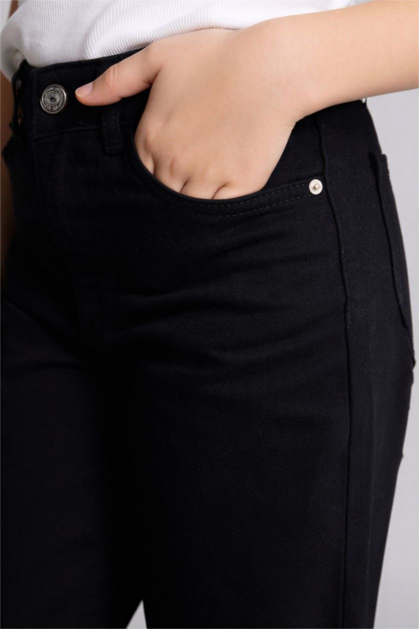 بنات أسود بنطرون بناتي جبردين وايد ليج برجل جارلس