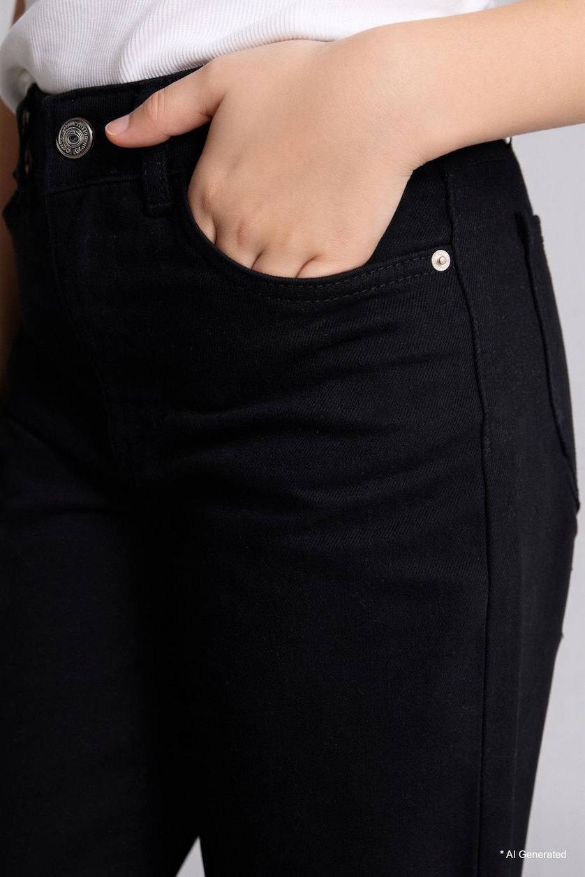 GIRLS & TEENS Black Girl 90's Wide Leg Gabardine Trousers