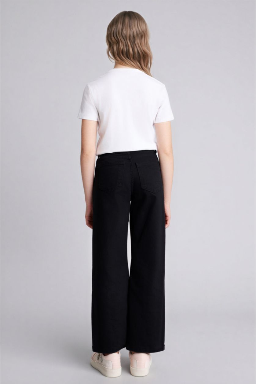 بنات أسود بنطرون بناتي جبردين وايد ليج برجل جارلس