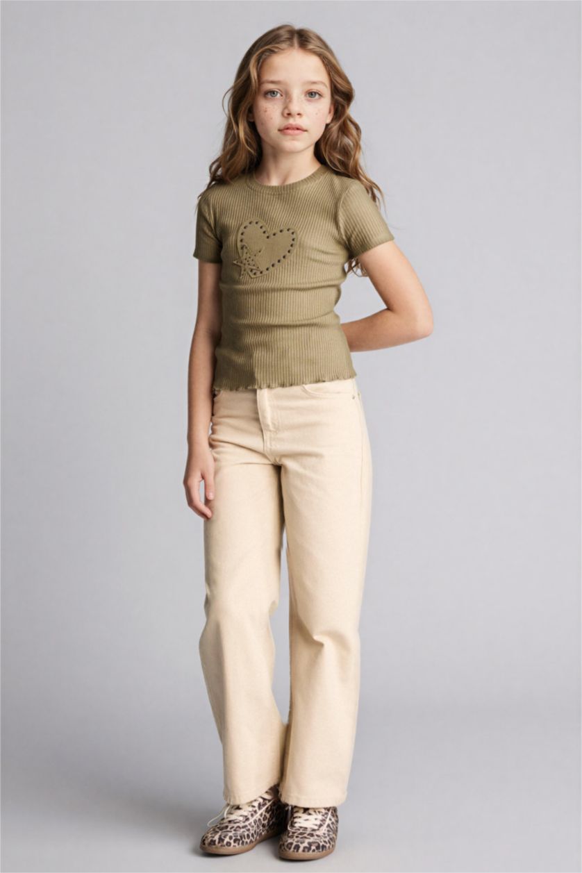 بناتي اللون الحجري بنطلون بناتي وايد ليج برجل شارلستون