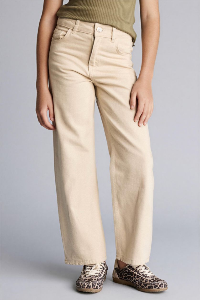 بناتي اللون الحجري بنطلون بناتي وايد ليج برجل شارلستون