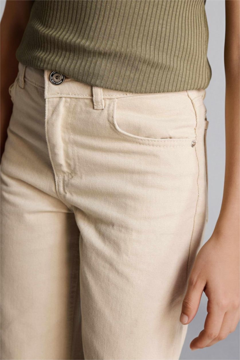 بناتي اللون الحجري بنطلون بناتي وايد ليج برجل شارلستون