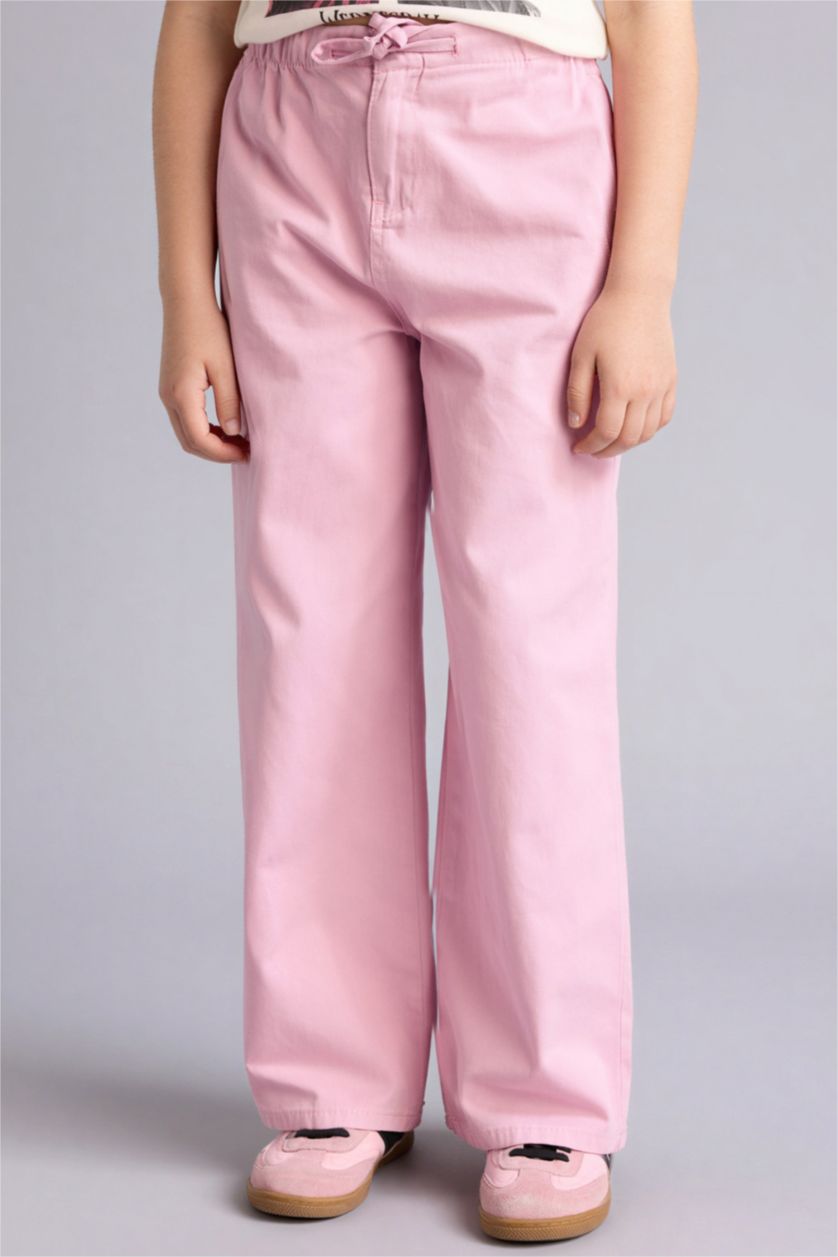 Girls & Teens Pink Girl Wide Leg Straight Leg Gabardine Trousers