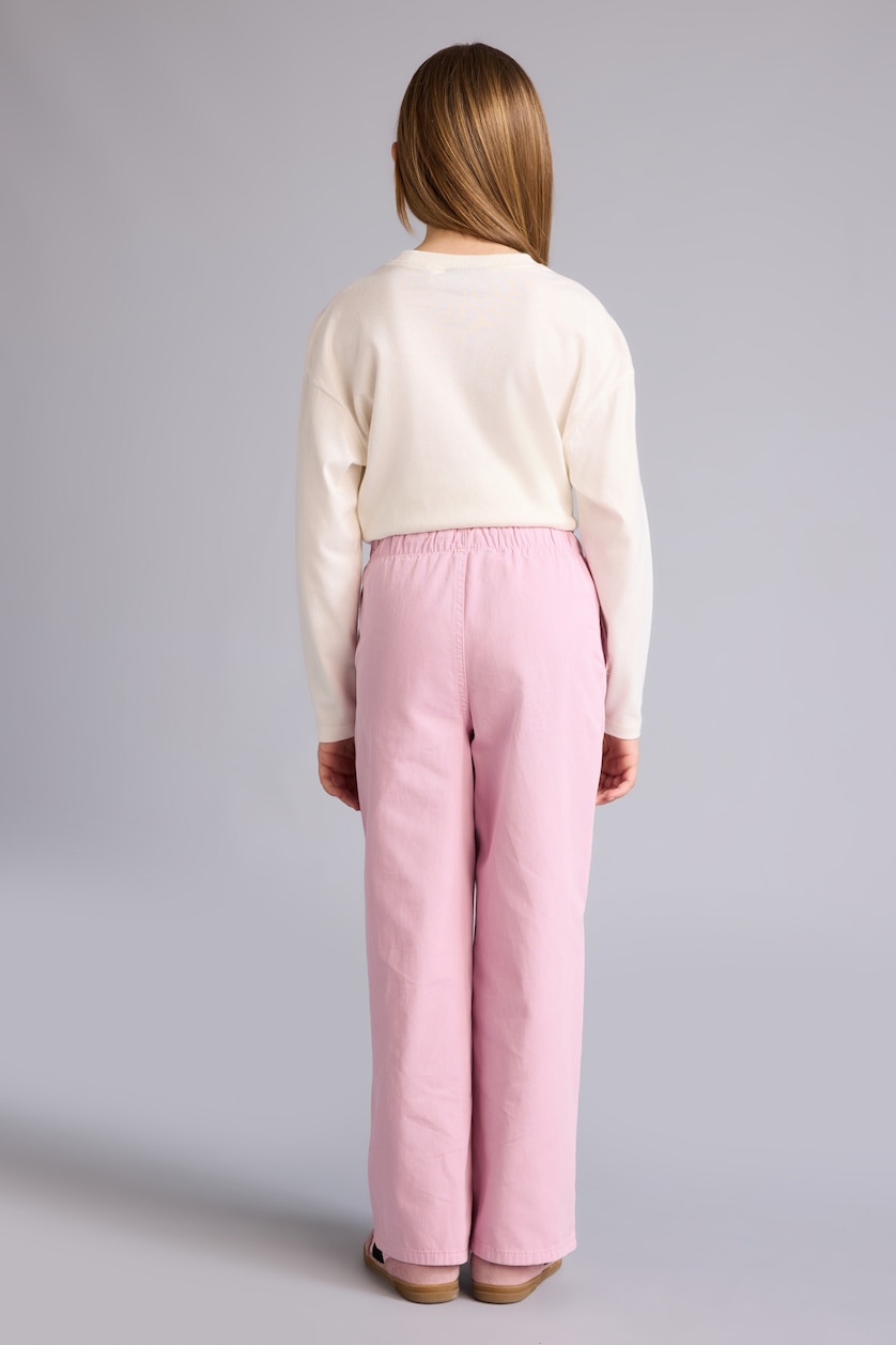 Kız Çocuk - Genç Kız Pembe %100 Pamuk Wıde Leg Gabardin Pantolon Kız Çocuk