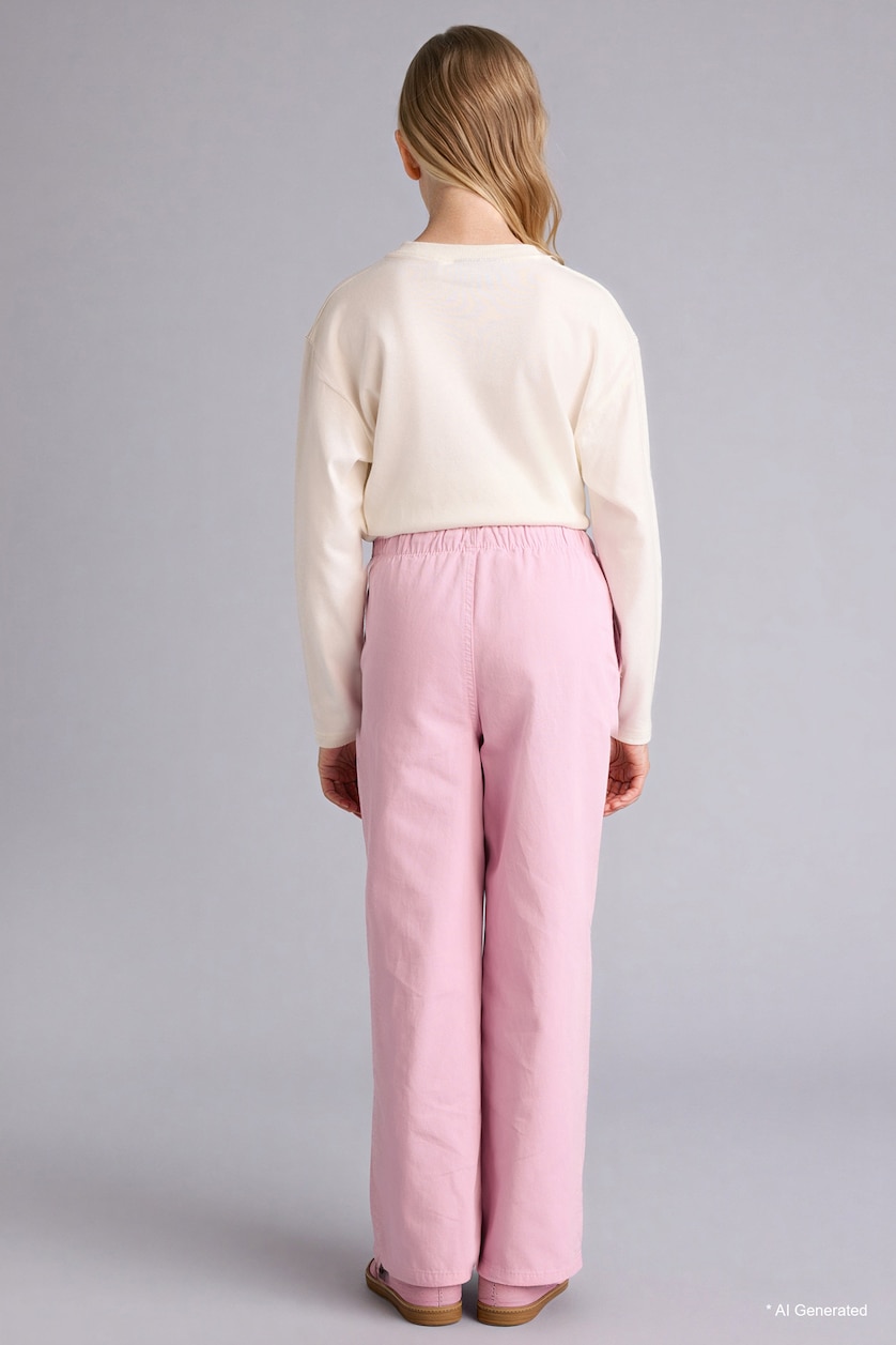 FILLES Rose Pantalon en gabardine à jambes larges pour fille