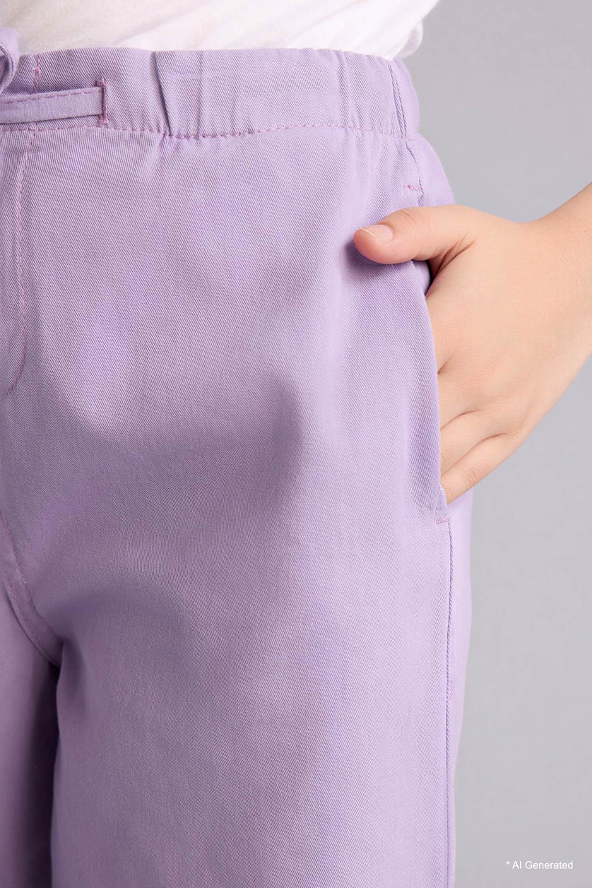 FILLES Violet Pantalon en gabardine à jambes larges pour fille